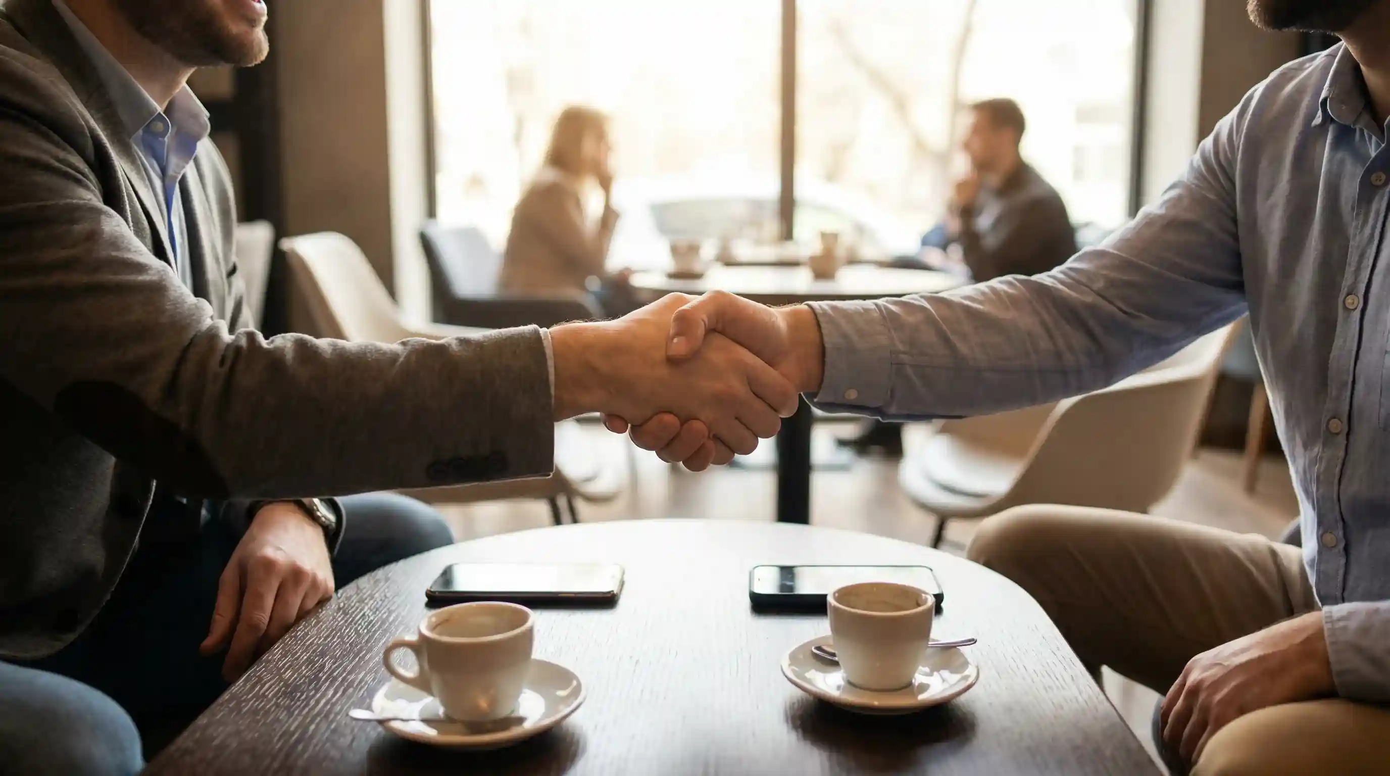 Due persone che si stringono la mano rappresentando lo scambio di scommesse nel betting exchange